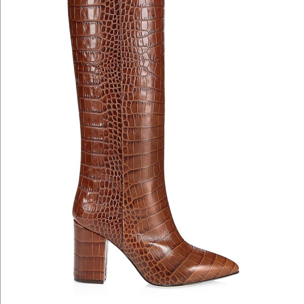 Paris Texas croc embossed knee high boot